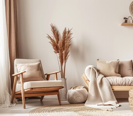 Contemporary minimalist interiors in neutral tones