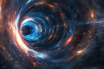 Surreal stock photo of a quantum wormhole, illustrated as a bridge between two points in spacetime, for advanced interstellar travel concepts