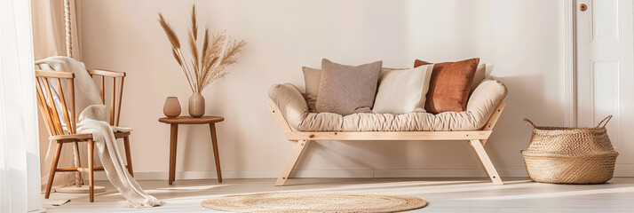 Contemporary minimalist interiors in neutral tones