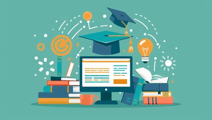 illustration of education background with icons