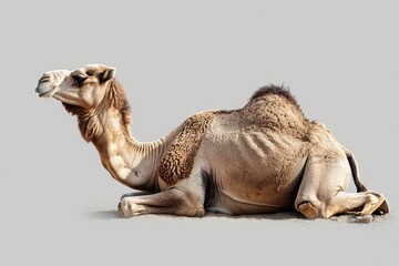 A camel relaxing against a clear backdrop. Generative Ai