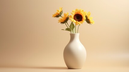 Bouquet of sunflowers in a vase on the table