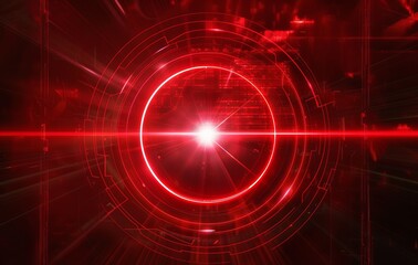 Fototapeta premium Red laser beam, circular lens flare, red, red and black background