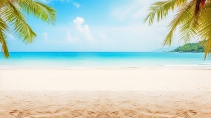 Obraz premium Tropical beach with white sand and palm trees. Seascape.