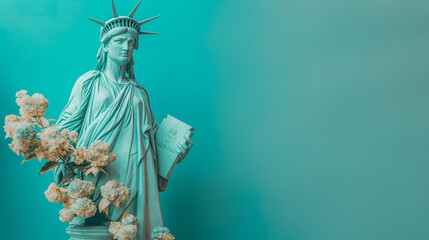 Memorial Day of the statue of liberty holding an open book