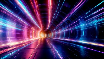 Colorful Tunnel- Vibrant Lights & Blurred Motion