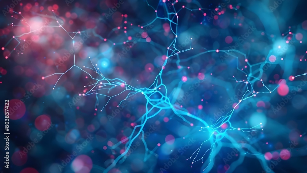 Poster vivid neural connections on dark background symbolize artificial intelligence and neural activity . 
