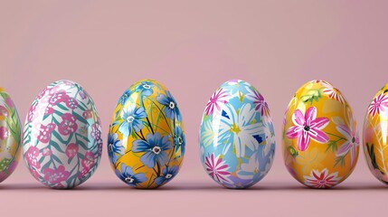 A 3D image showcasing the packaging design of a colorful floral Easter egg, featuring full printing. The image is intended for product photography - obrazy, fototapety, plakaty