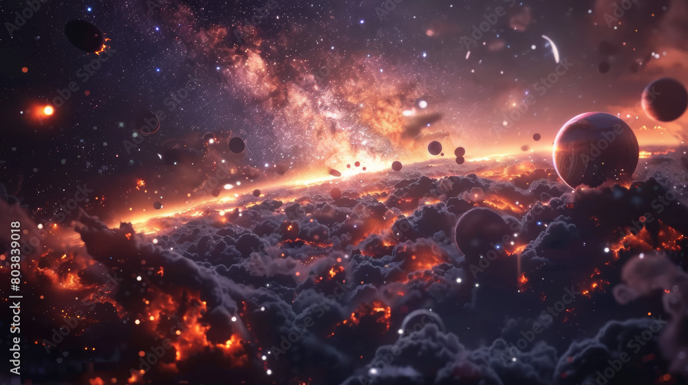 Wall mural a breathtaking view of the universe featuring the milky way at its center, surrounded by an array of