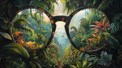 Glasses with a view of the jungle.