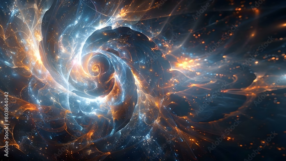 Poster abstract universe with dynamic laws of physics empowers agi to innovate problemsolving . concept art