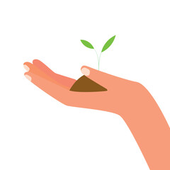 Plant in hand vector on white background. Plant in hand. Vector icon.