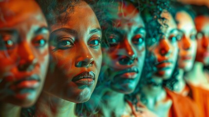 Unity Tapestry: A tapestry of diverse women's portraits weaves together in unity, proclaiming the victory over racism.