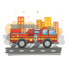 Naklejka premium illustration of a fire engine transparent background