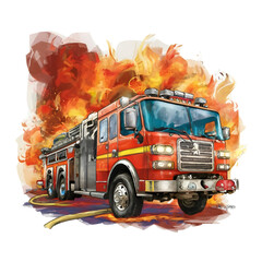 illustration of a fire engine transparent background