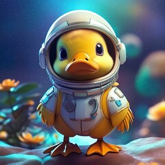 Baby duck astronaut