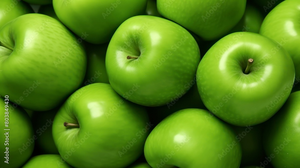 Wall mural green apples as background, closeup. healthy eating and dieting concept