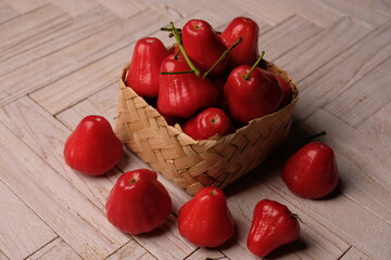 Water guava is a plant in the guava family or Myrtaceae originating from Southeast Asia. Syzygium aqueum. jambu air.