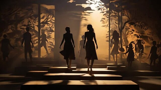 model walking in dim light