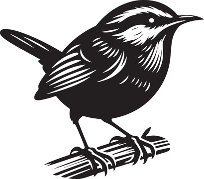 recommend clip art: wren bird silhouette vector illustration art white background - Generative AI 