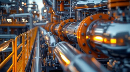 Detail of a carbon capture unit on an oil rig, showing pipes and machinery designed to reduce CO2 emissions directly at the source
