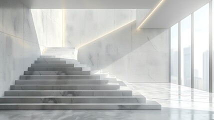 Fototapeta premium Visualize a creative display of blank poster mockups ascending in size along the curves of a staircase wall.