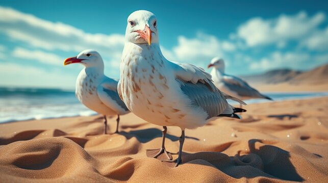 seagull on the beach - Powered by Adobe