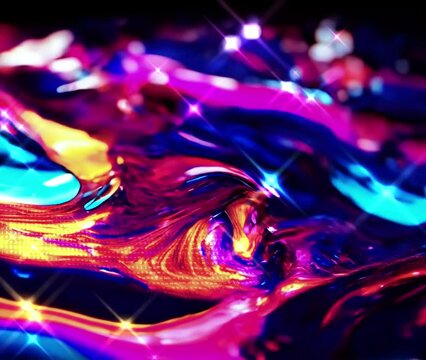 Holographic motion gradient neon wave shape liquid