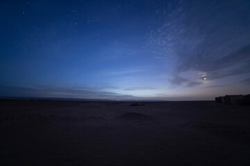 A dawn of desert at Mhamid el Ghizlane in Morocco wide shot