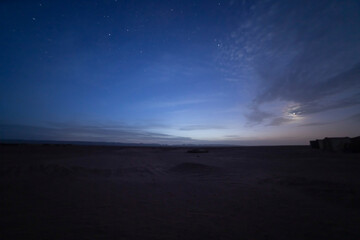 A dawn of desert at Mhamid el Ghizlane in Morocco wide shot