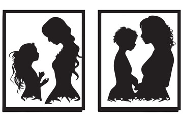 A Mother And Daughter Silhouette In The Heart Shape