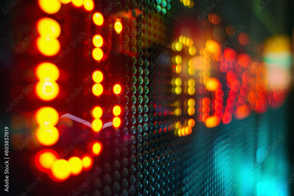 Poster a large screen with a glowing red number that reads 