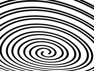 Abstract hypnotic wave pattern with black-and-white striped lines. Psychedelic background. Op art, optical illusion. Modern design, graphic texture.
