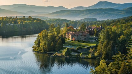 Fototapeta premium Discover the beauty of the great outdoors while basking in the warm glow of the summer sun, a perfect backdrop for relaxation and reflection.