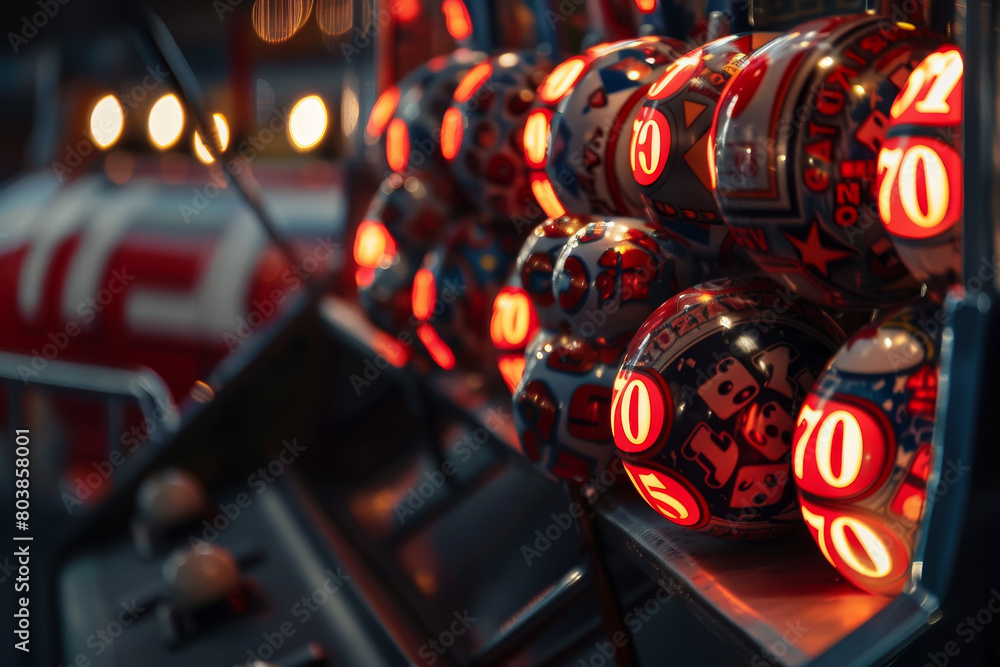 Poster a row of red and blue balls with numbers on them