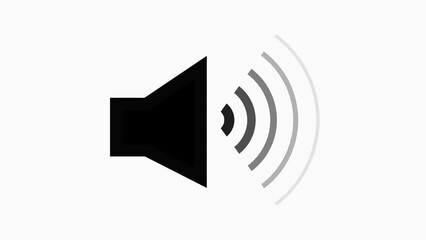 Black color sound icon audio music speech frequency speaker animation and white background. Volume waveform  with sound wave animated.