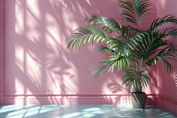 A photo of tropical plants with pink and green leaves. Created with Ai