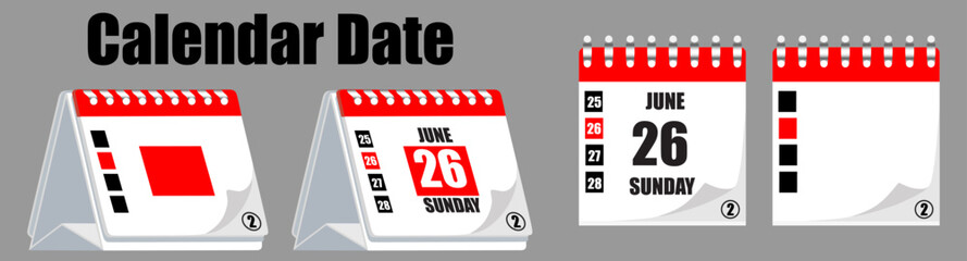 Red marks the date, holiday, priority, important, reminder day on calendar concept on blue background. Vector illustration flat design for banner and poster.