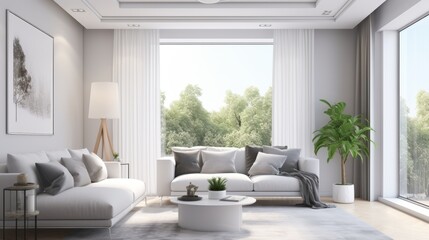 Modern living room enhanced with eco friendly air conditioning system and fresh outdoor vibes