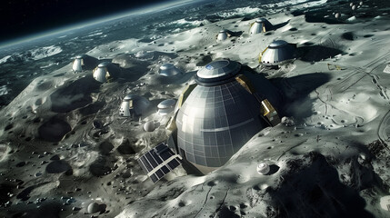 Design a concept for a sustainable lunar base powered by solar energy. 