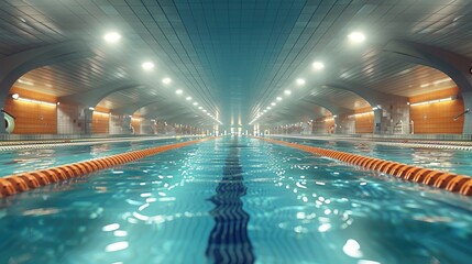 Empty swimming pool for synchronized competition