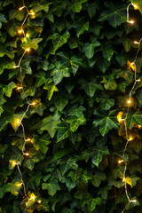 Beautiful fairy lights pattern with leaves for background