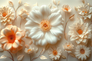 3D relief flower background. Created with Ai