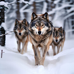 Fototapeta premium wolf in winter forest