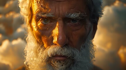 Awe and Reverence: Portrait of an Elder with Ethereal Background
