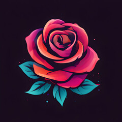 simple rose logo vector with abstract colors