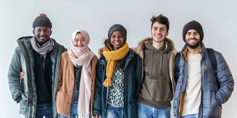 Group of smiling ethnic migrants
