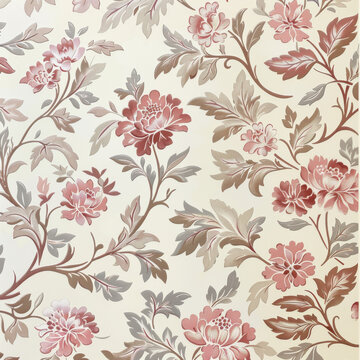 Small pink and gray floral pattern wallpaper