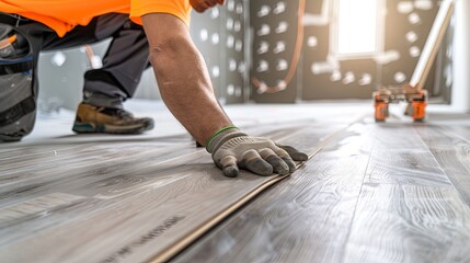 Professional flooring installation by skilled worker