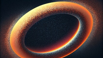 Close up of a curved dust ring in deep space, with an orange and dark blue gradient - obrazy, fototapety, plakaty